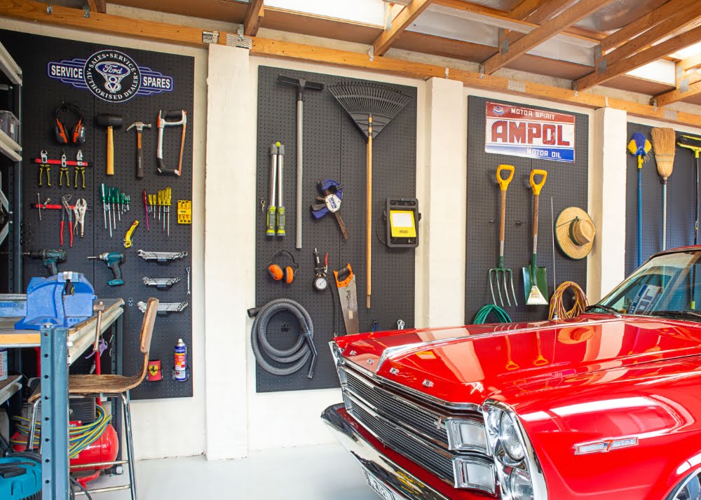 wall mounted or pegboard garage shelving